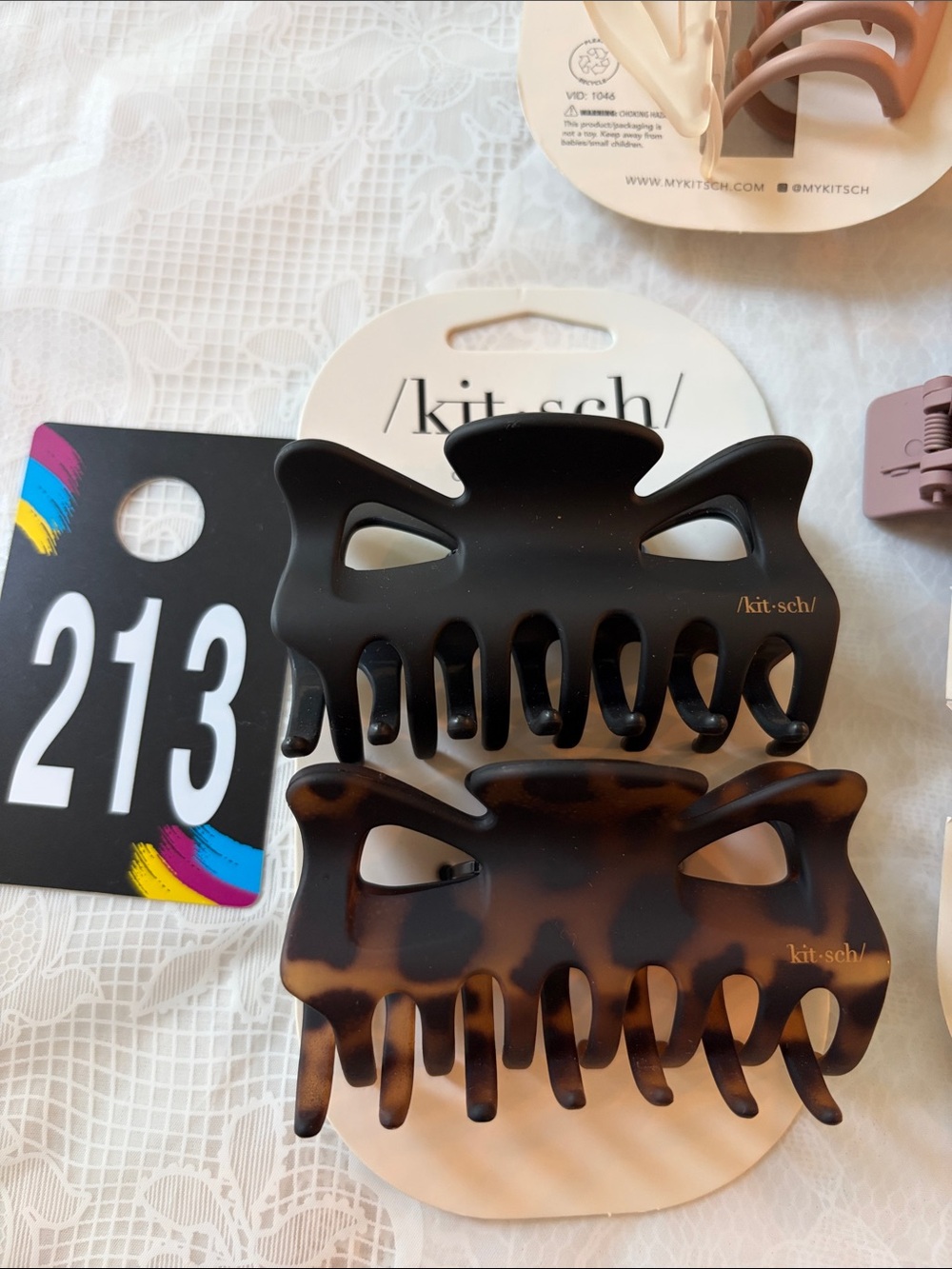 213,Kitsch Assorted Hair Claw Set - Black, Tortoise, Mauve, Beige - Picture 5 of 8
